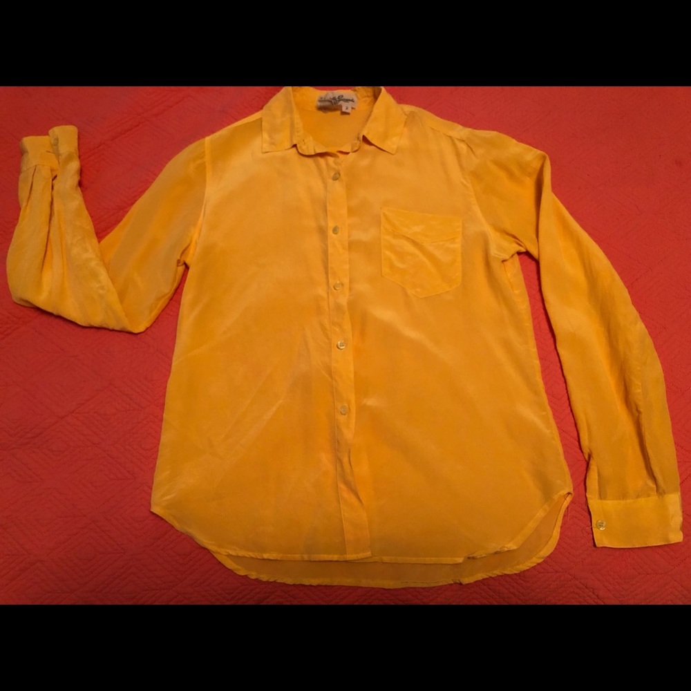 VINTAGE Yellow Silk Blouse - Picture 2 of 3
